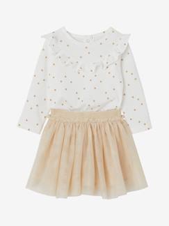 Bebé 0-36 meses-Conjunto de cerimónia, camisola com estrelas + saia brilhante, para bebé menina