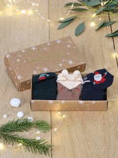 Bebé 0-36 meses-Conjunto com 3 pares de meias de Natal, para bebé menino