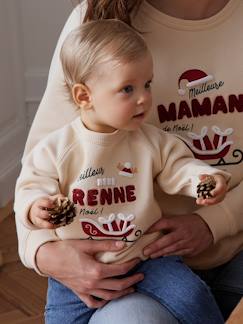 Bebé 0-36 meses-Camisolas, casacos de malha, sweats-Sweatshirts -Sweat "Meilleur bébé renne de Noël" para bebé, coleção cápsula família