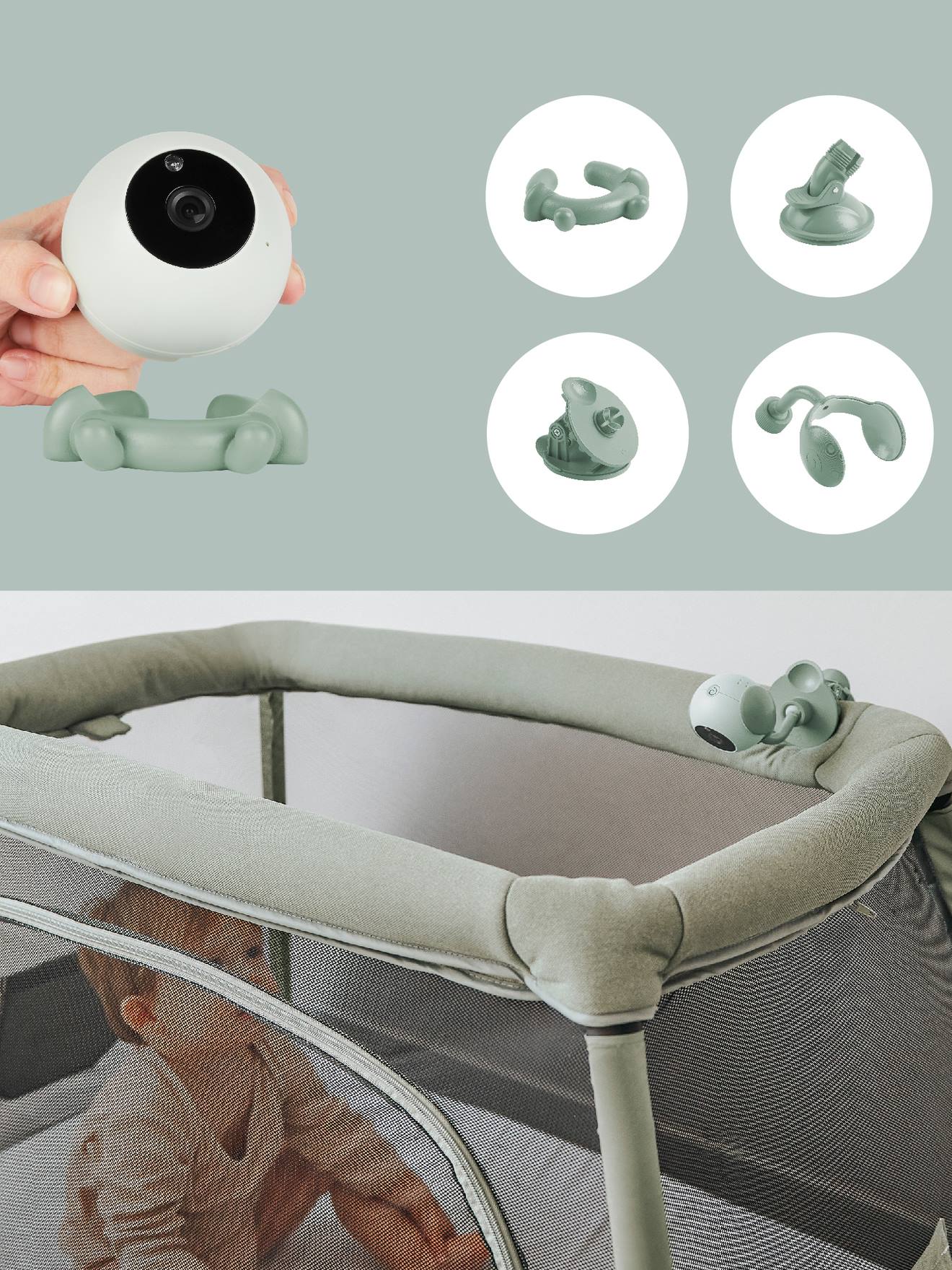 Intercomunicador nómada com câmara, YOO GO+ HD da BABYMOOV verde