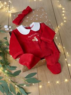 Bebé 0-36 meses-Conjunto de Natal, pijama + fita de cabelo