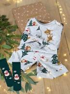 Conjunto de Natal, pijama + meias de menino cinza mesclado 