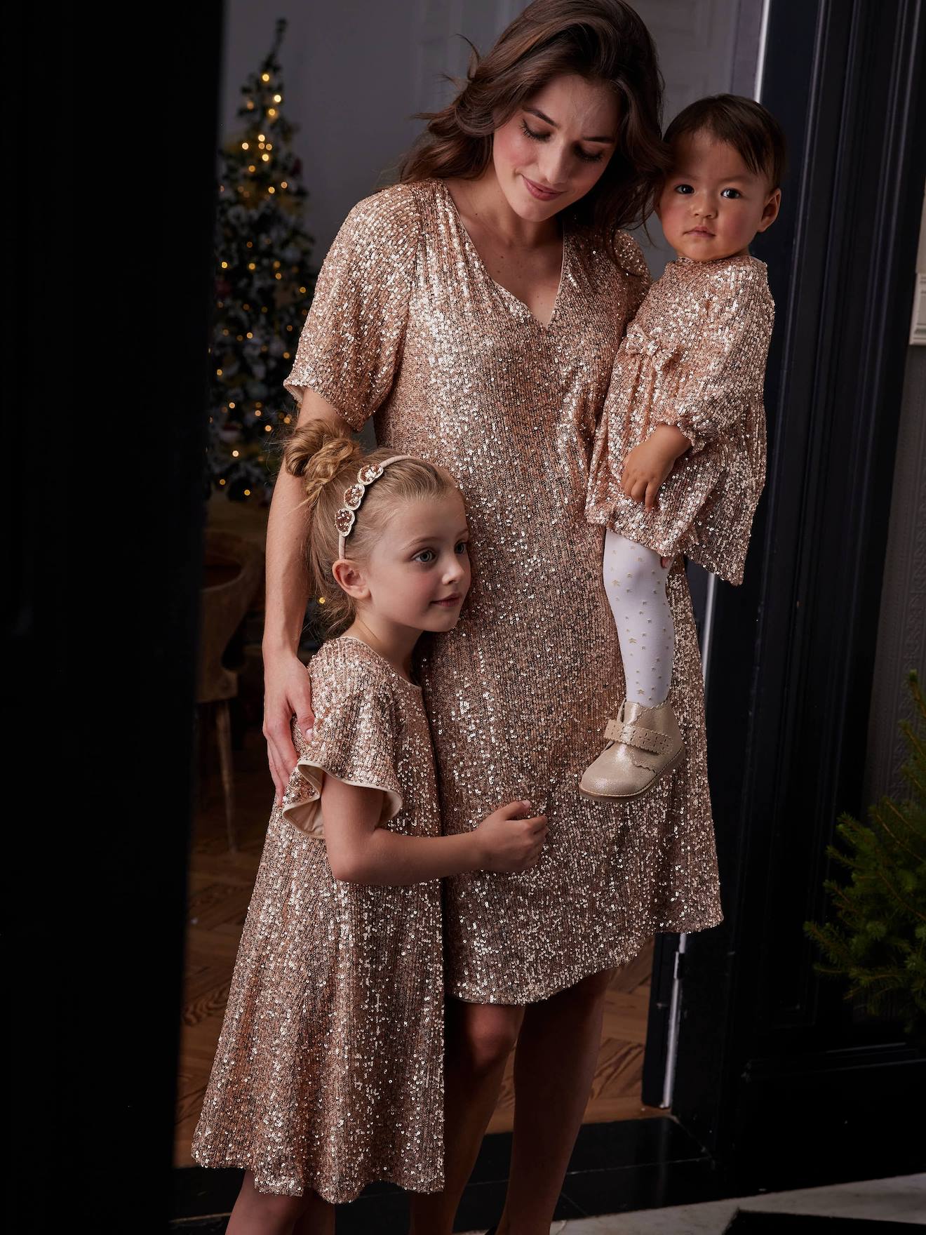 Vestido de cerimónia com lantejoulas, para menina-Menina 2-14 anos