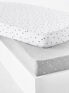 Têxtil-lar e Decoração-Roupa de cama bebé-Lençóis-capa-Lote de 2 lençóis-capa para bebé, em jersey extensível, estampado às estrelas