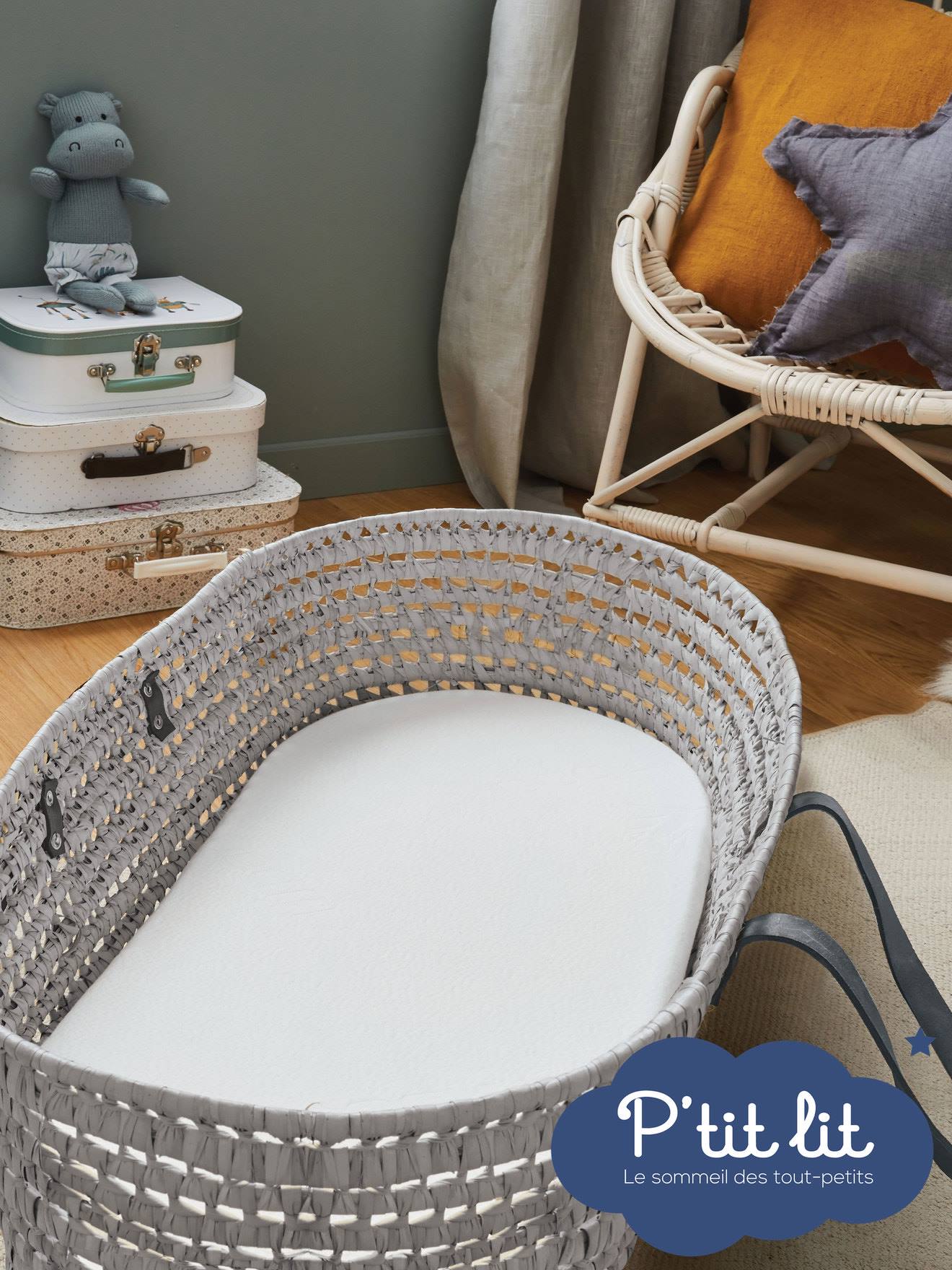 Colchão para alcofa Bamboo, sem tratamento, capa amovível branco