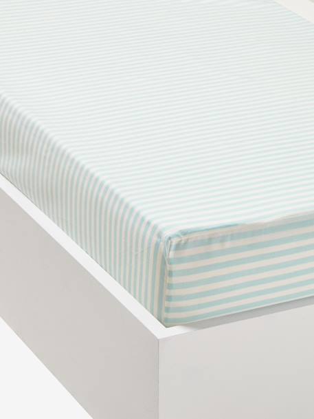 Lençol-capa estampado, Gatinho, para bebé Riscas azul / branco escuro 