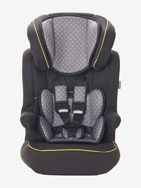 Cadeira-auto VERTBAUDET Kidsit+ grupo 1/2/3 Cinza estrelas+Verde triângulos 