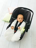 Saco de bebé em microfibra, mangas amovíveis, especial passeio Cru+Toupeira+Violeta 