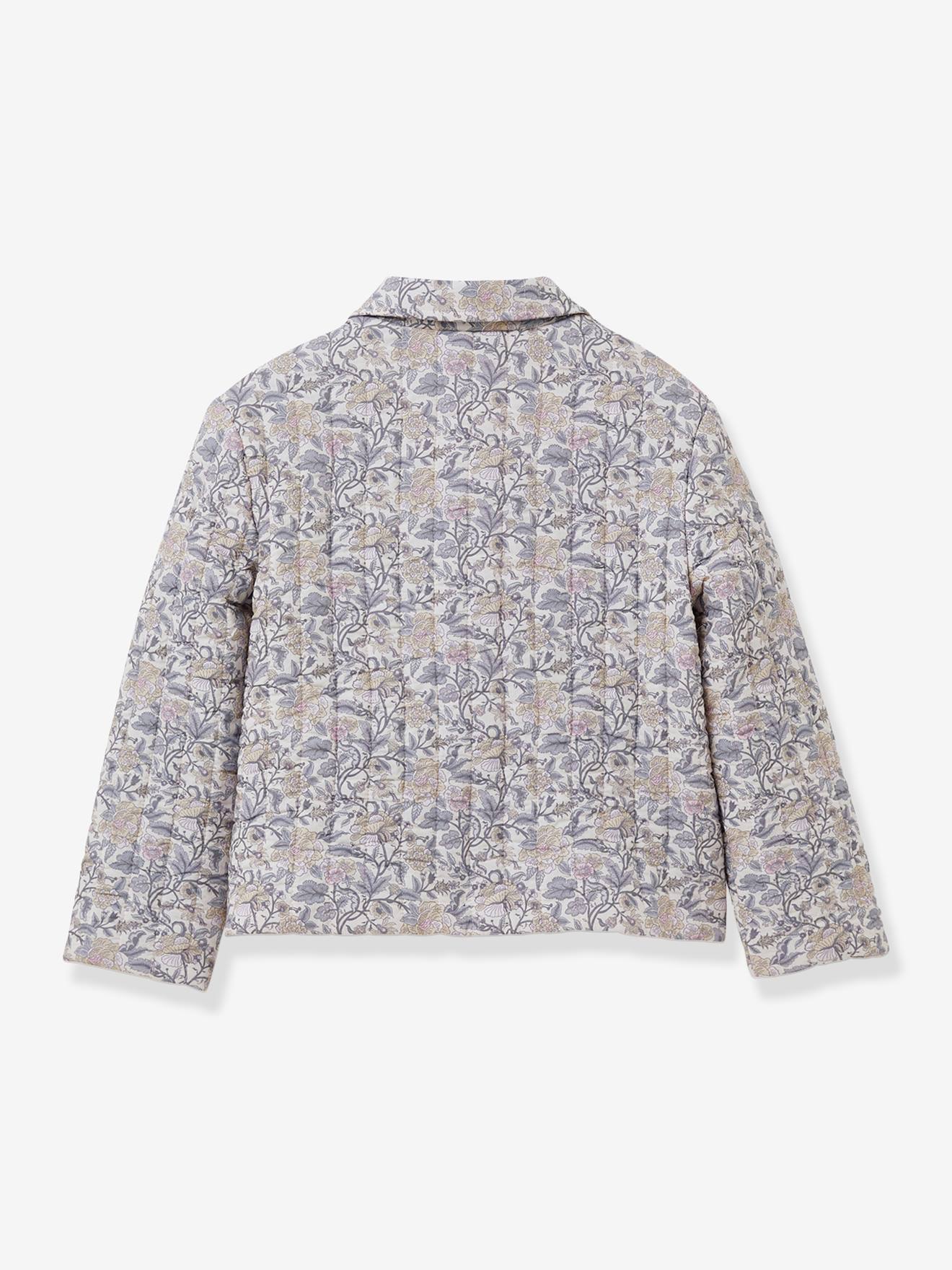 Casaco acolchoado, para menina, estampado Flora CYRILLUS bege estampado