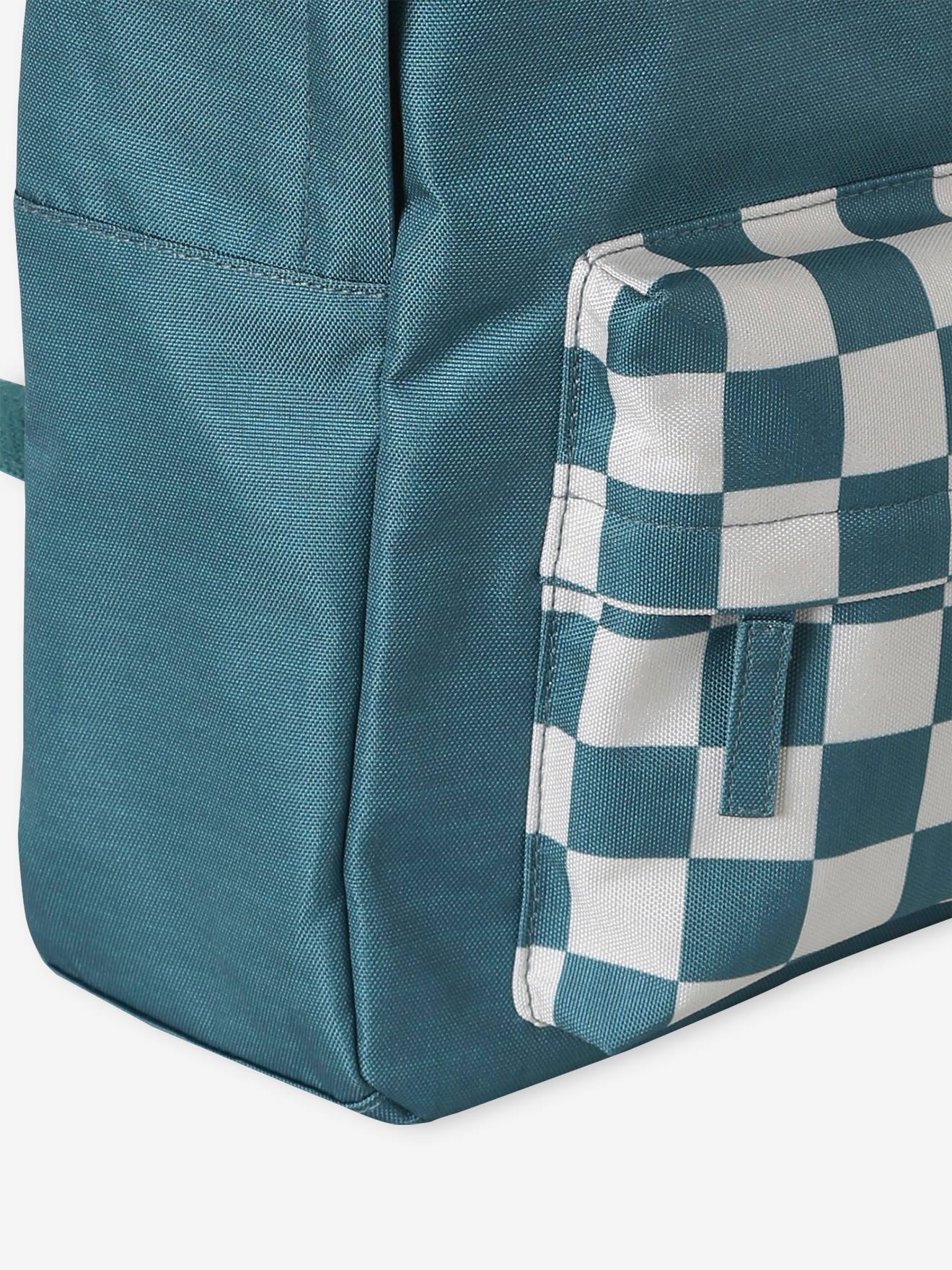 Mochila aos quadrados, para menino verde-água