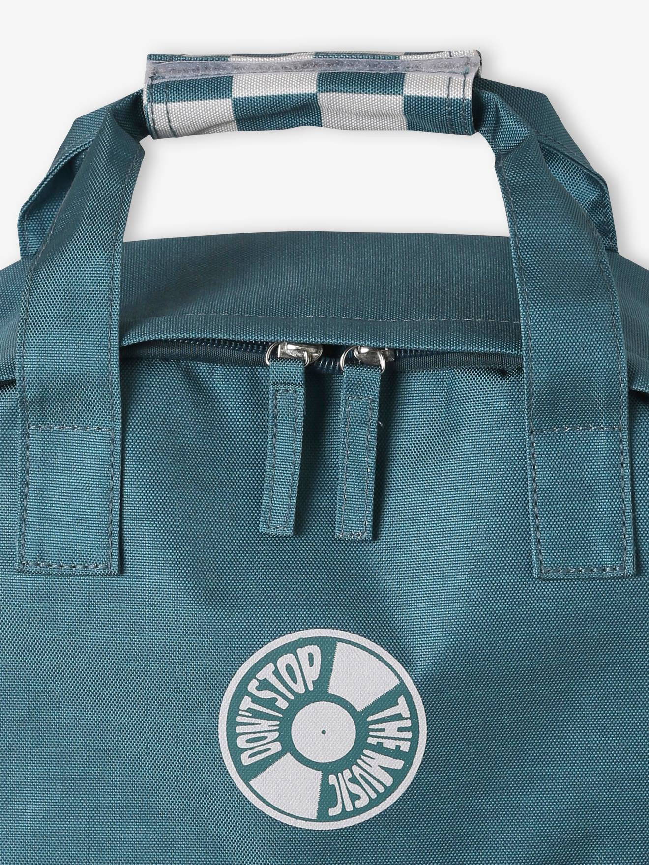 Mochila aos quadrados, para menino verde-água