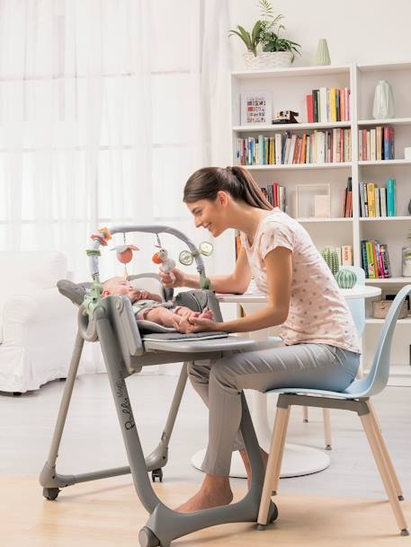 Cadeira alta evolutiva Polly Magic Relax, da CHICCO Bege medio liso+Cinzento medio liso+Vermelho medio liso 