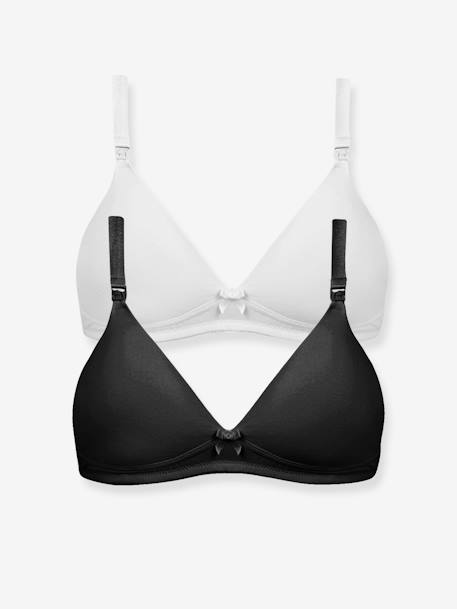 Lote de 2 soutiens de amamentação, acolchoado suave Branco claro liso+Preto 