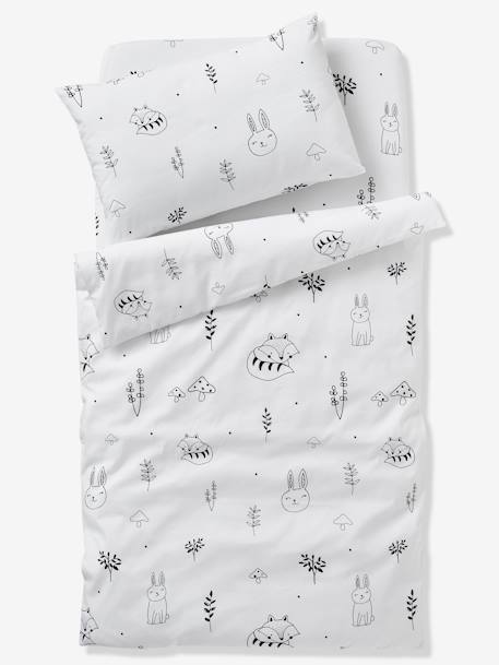 Lençol-capa para bebé, tema Floresta Mágica Branco claro estampado 