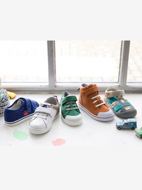 Sapatilhas para menino, coleção autonomia Branco claro estampado+Cinzento medio liso+Verde medio liso 