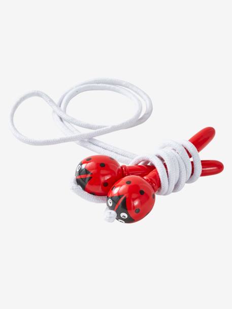 Corda de saltar, Joaninha, em madeira Vermelho escuro liso com motiv 