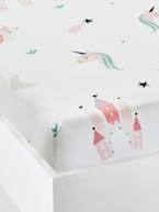 Conjunto capa de edredon + fronha de almofada para menina, tema Unicórnios mágicos Azul claro liso com motivo 