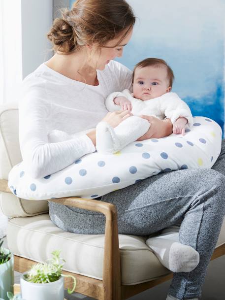 Almofada de amamentação multifunções VERTBAUDET Branco bolinhas+Cinza estrelas+Cinzento 