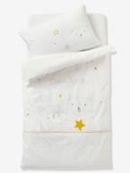 Capa de edredon para bebé, tema Sonhar com as estrelas Branco claro liso com motivo 
