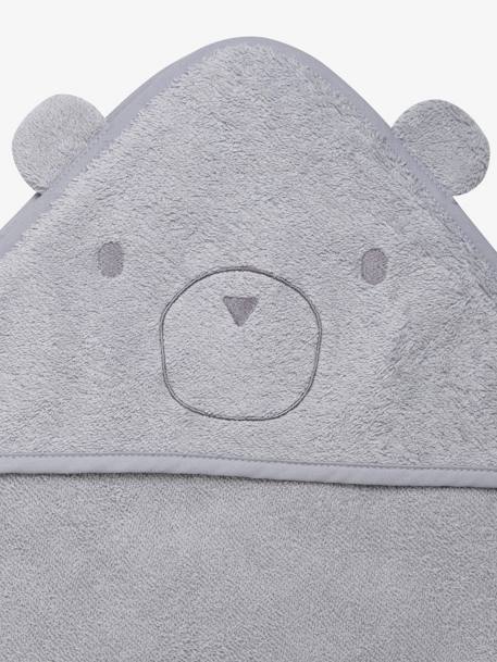 Capa de banho + luva, em algodão bio Cinzento claro liso+Rosa claro liso 