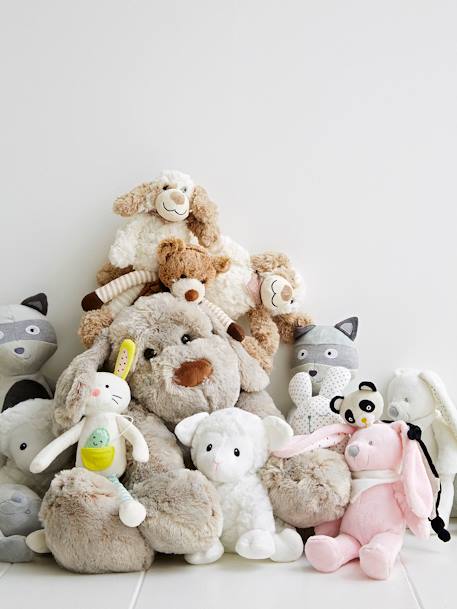 Peluche Coelhinho personalizável e a sua caixa para oferta Branco+Cinzento+Rosa 