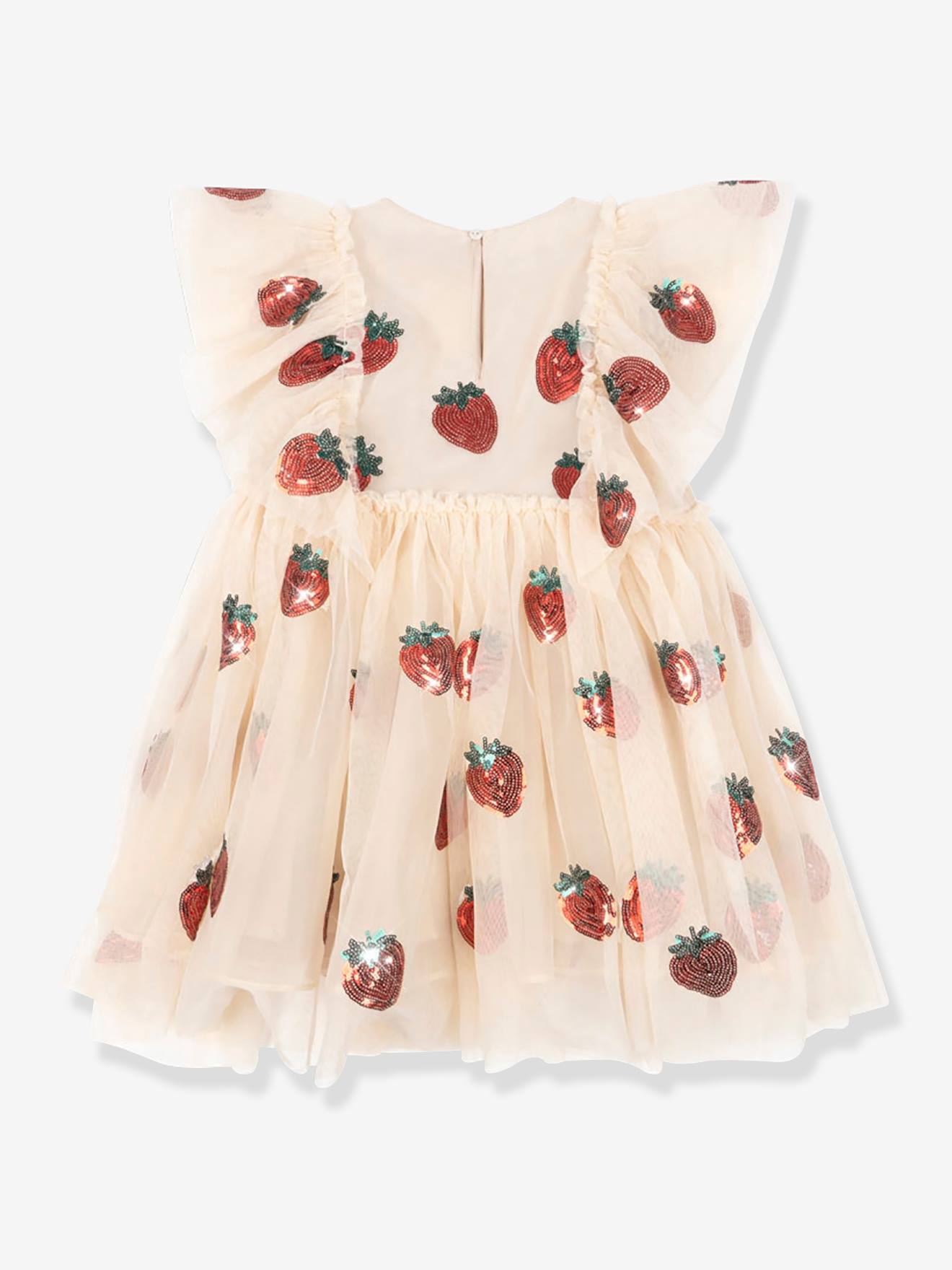 Vestido com folhos e lantejoulas, Yvonne, KONGES SLOJD rosa