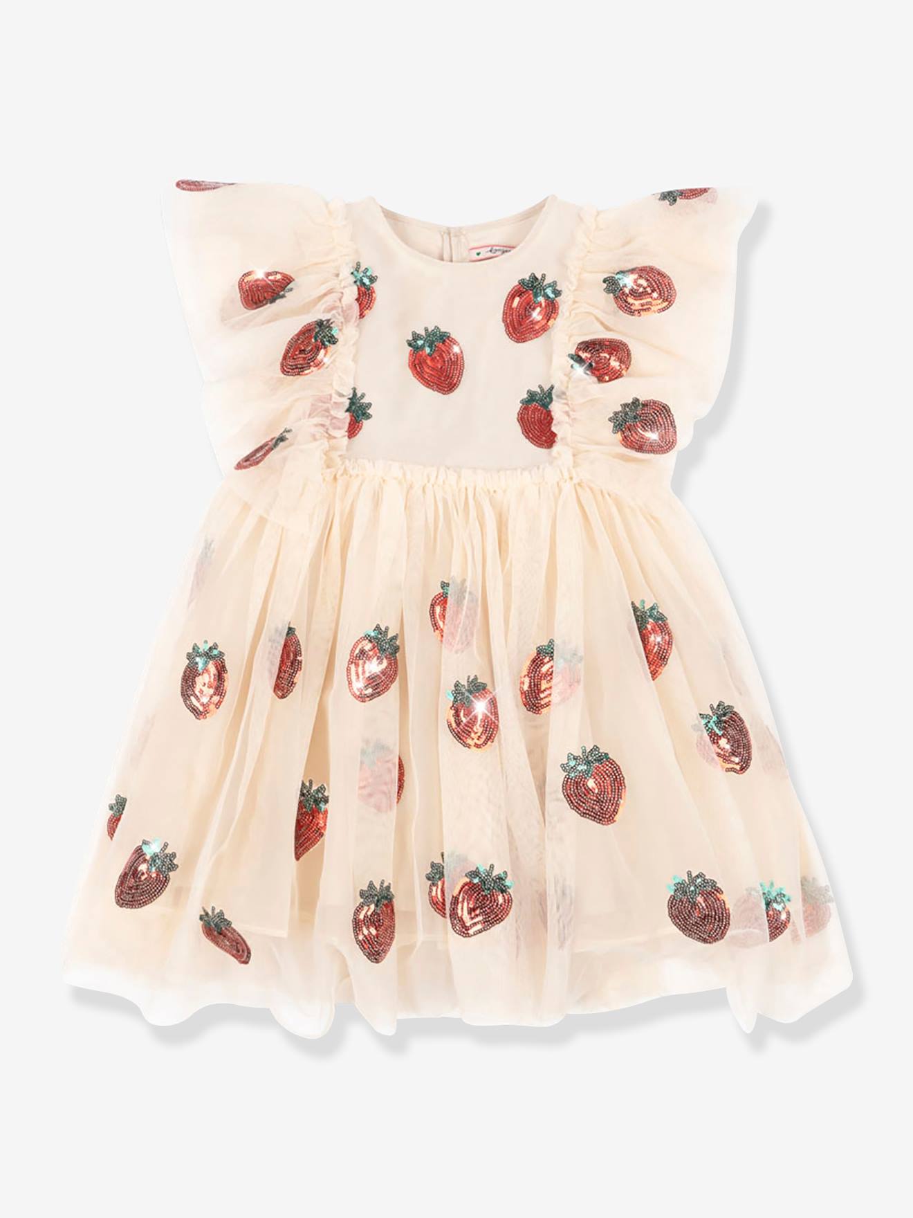 Vestido com folhos e lantejoulas, Yvonne, KONGES SLOJD rosa