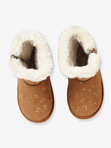 Botas com pelo, para menina Azul-escuro estampado+Bege-claro metalizado+Castanho medio estampado+Preto liso+Rosa claro estampado 