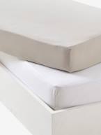 Lote de 2 lençóis-capa em puro algodão, para bebé Cinzento 