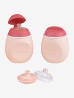 Lote de frascos para compotas da BEABA, Babysqueez' 2 em 1 + Squeez'portion Azul claro as riscas+Rosa claro liso 
