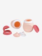 Lote de frascos para compotas da BEABA, Babysqueez' 2 em 1 + Squeez'portion Azul claro as riscas+Rosa claro liso 