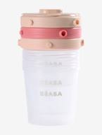 Lote de 6 frascos encaixáveis, segunda idade, BEABA Rosa claro liso+Verde vivo liso 