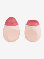 Lote de frascos para compotas da BEABA, Babysqueez' 2 em 1 + Squeez'portion Azul claro as riscas+Rosa claro liso 