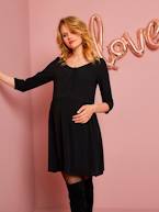 Vestido fluido para grávida, com botões à frente Azul-escuro estampado+Bordeaux+Laranja medio estampado+Preto 