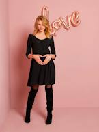 Vestido fluido para grávida, com botões à frente Azul-escuro estampado+Bordeaux+Laranja medio estampado+Preto 