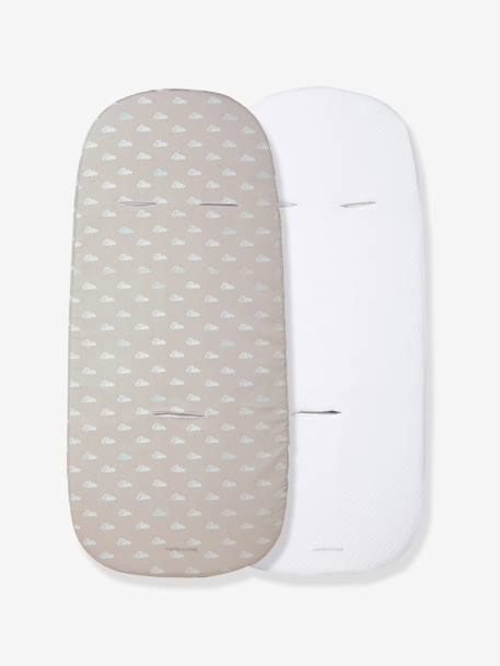 Lote de 2 capas de proteção universais para colchão de alcofa, da Vertbaudet Branco+Cinza/nuvens 