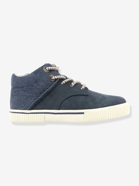 Sapatilhas de cano subido, para menino, Posture da KICKERS® Azul escuro liso+Castanho medio liso 