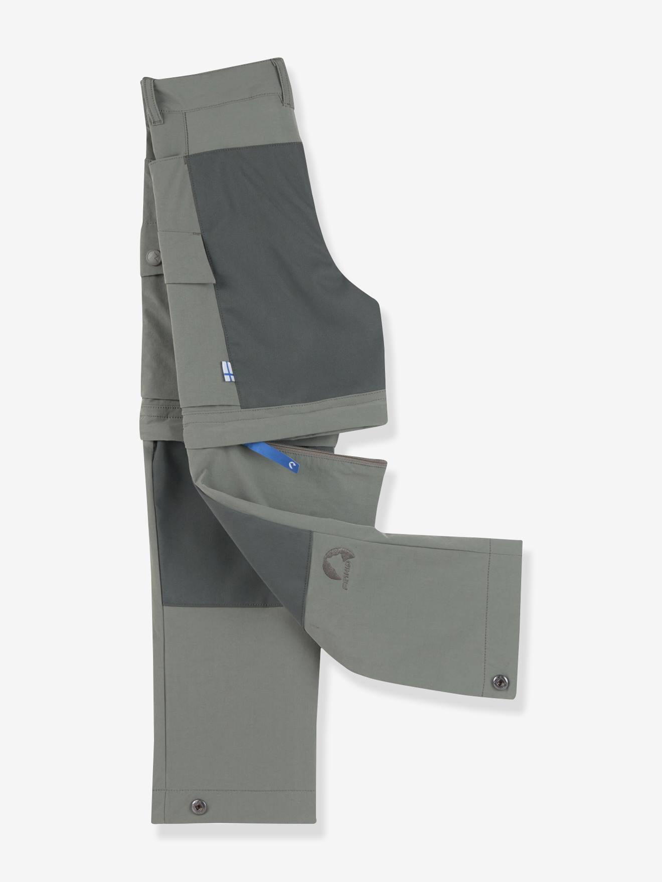 Calças de verão para criança ORAVA ZIP finkid, comprimento ajustável verde-salva