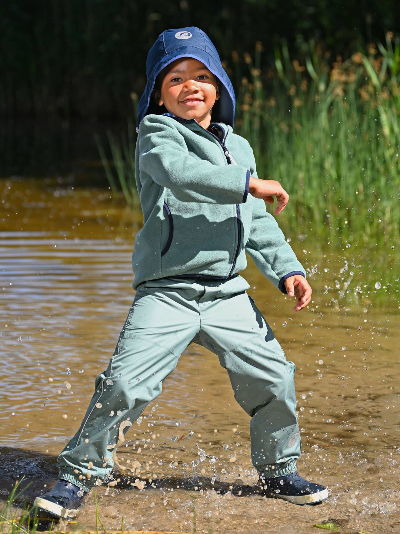 Casaco polar para criança PAUKKU finkid, interior zip-in azul-turquesa