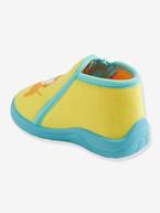 Pantufas com fecho, para menino Amarelo escuro liso com motivo 