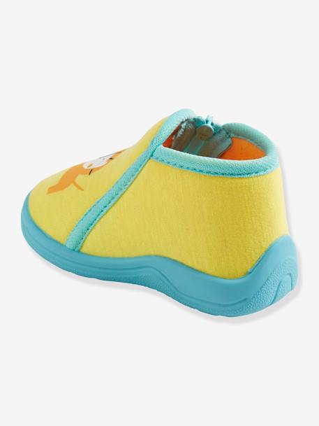Pantufas com fecho, para menino Amarelo escuro liso com motivo 