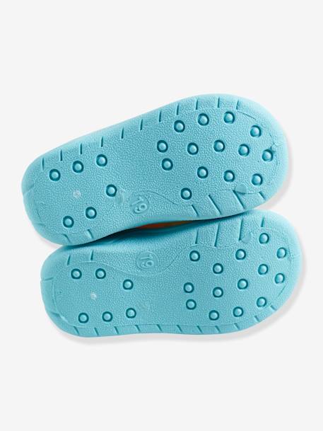 Pantufas com fecho, para menino Amarelo escuro liso com motivo 