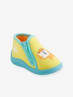 Pantufas com fecho, para menino Amarelo escuro liso com motivo 