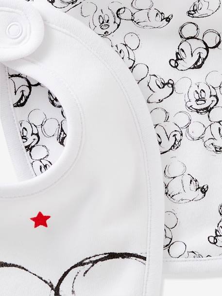 Lote de 2 babetes do Mickey®, estampados,  para bebé Branco medio liso com motivo 
