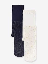 Lote de 2 collants fantasia, detalhes brilhantes, para menina  