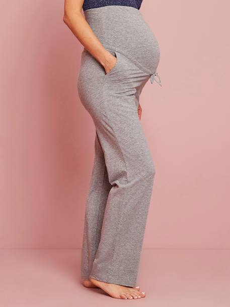 Calças de ioga, para gravidez e pós-gravidez Cinzento medio mesclado+Preto 