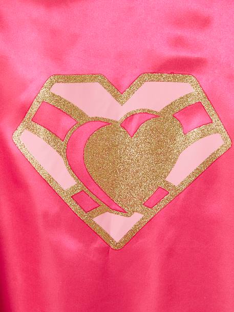 Disfarce de Super Heroína Rosa vivo liso com motivo 