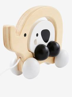 Brinquedos-Mamã e bebé elefantes para puxar, em madeira