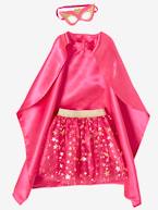 Disfarce de Super Heroína Rosa vivo liso com motivo 