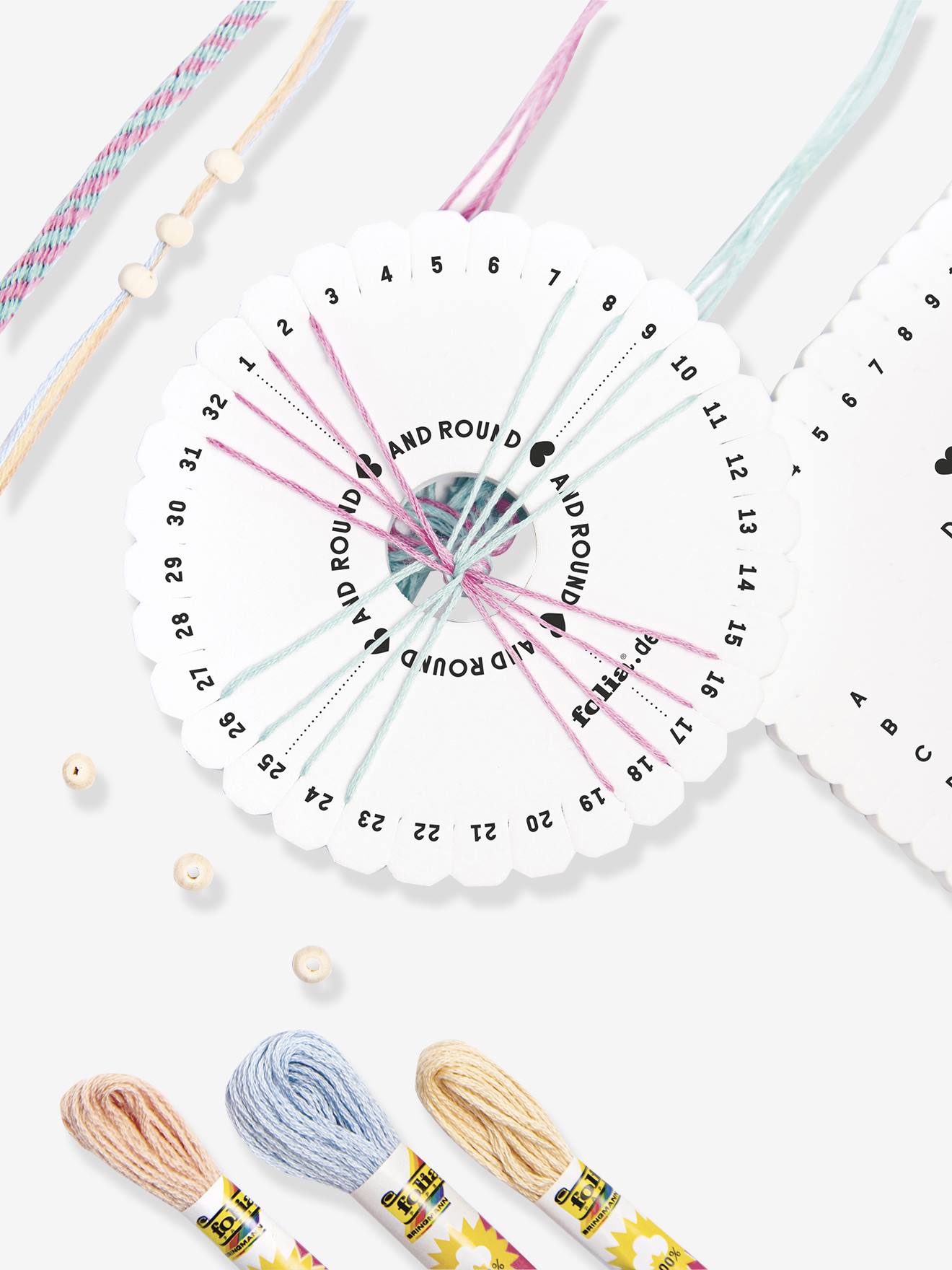 Conjunto para artesanato pulseiras Kumihimo PASTEL RAINBOW folia, 16 peças multicolor